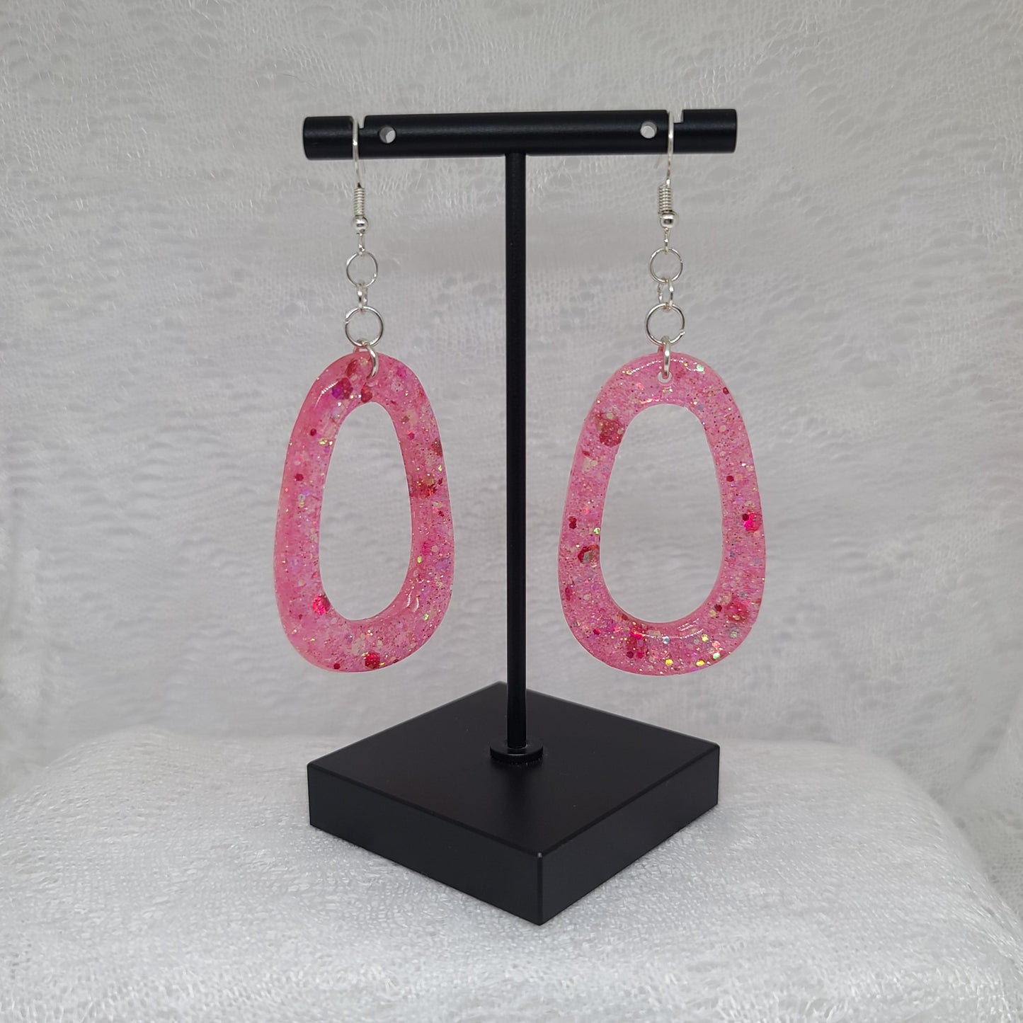Pink Chunky Glitter Hoop Earrings