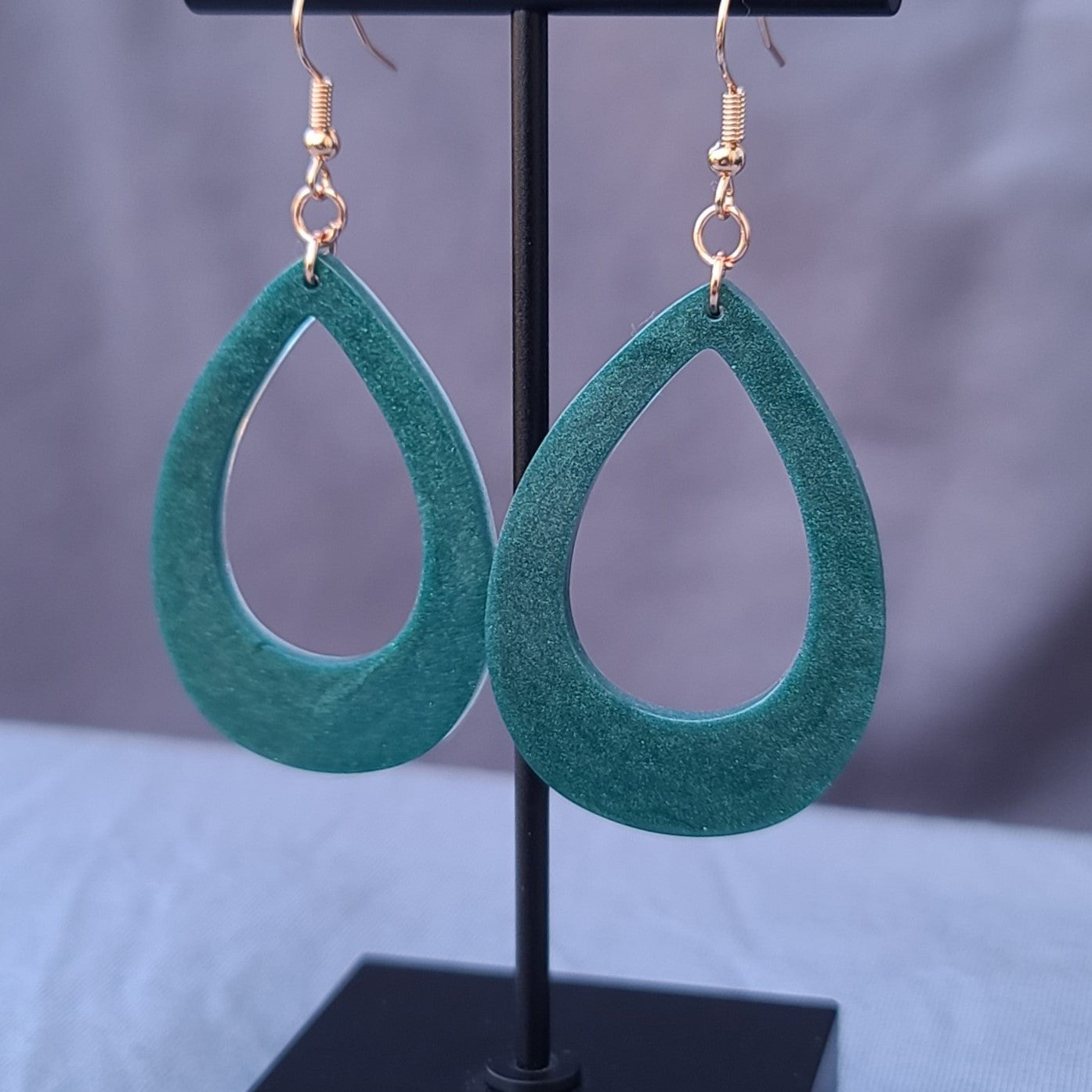 Green Teardrop Hoop Dangle Earrings