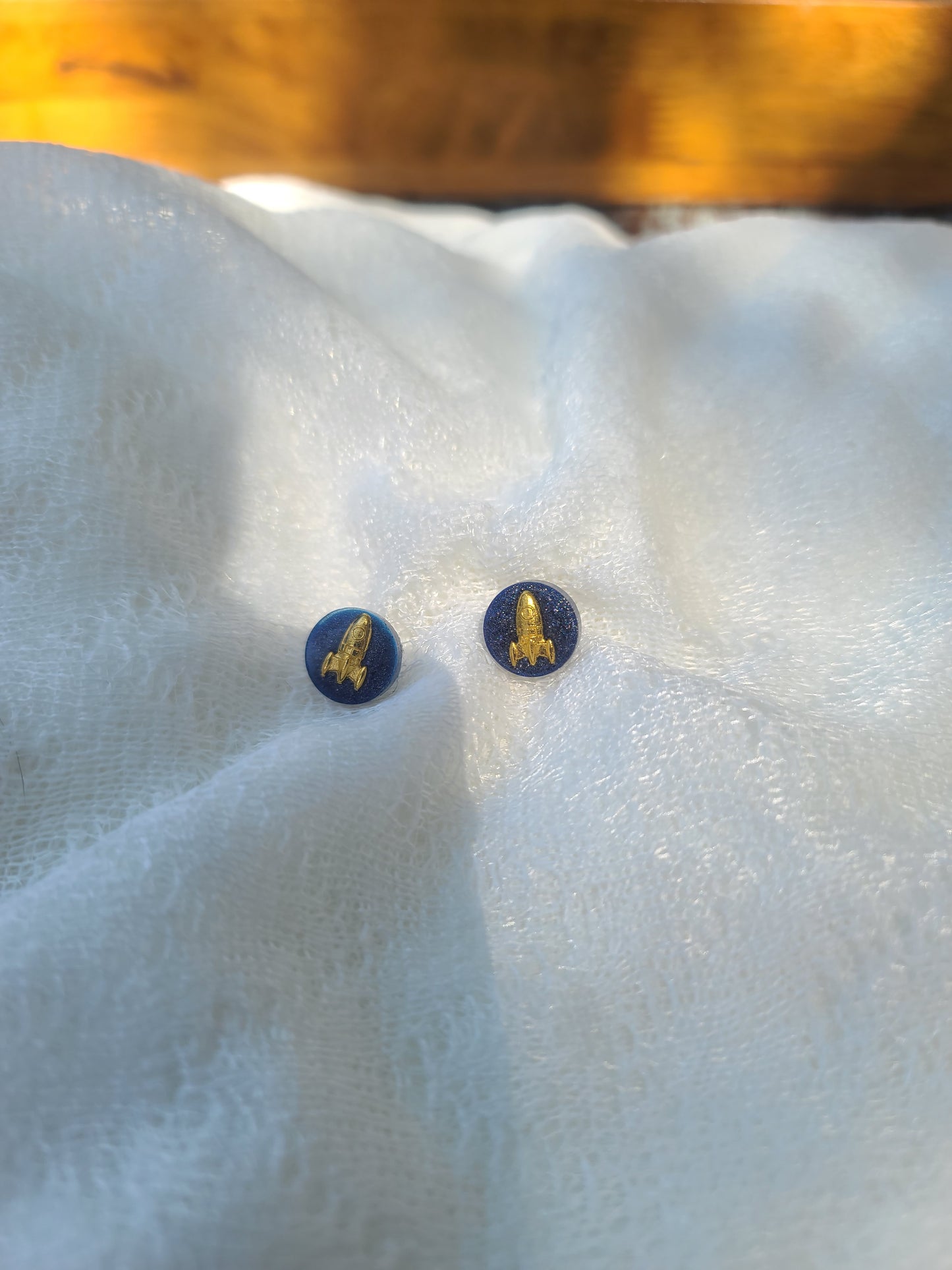 Gold Rocketship Stud Earrings