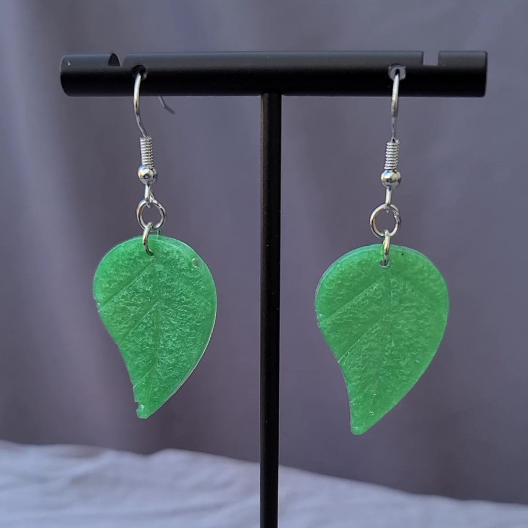 Little Green Leaf Dangle Earrings