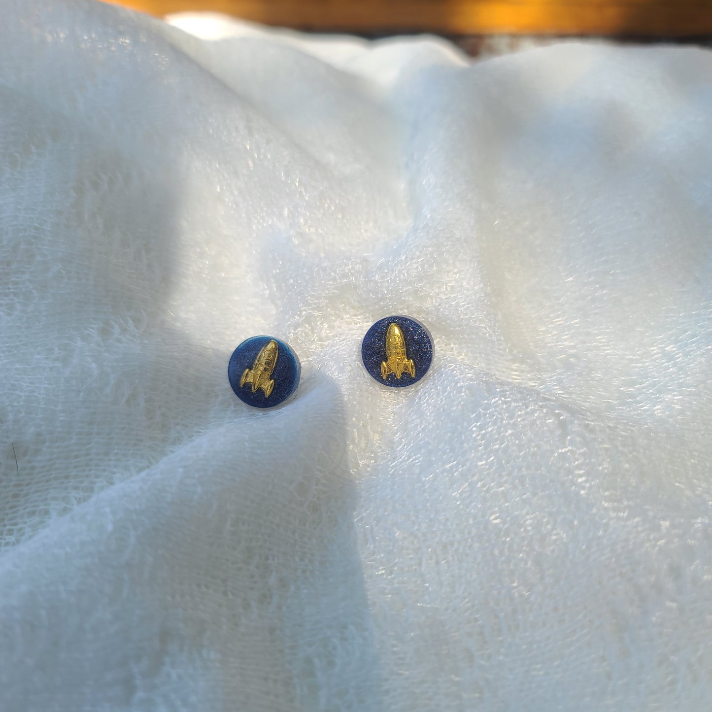 Gold Rocketship Stud Earrings