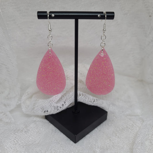 Pink Sugar Glitter Teardrop Earrings