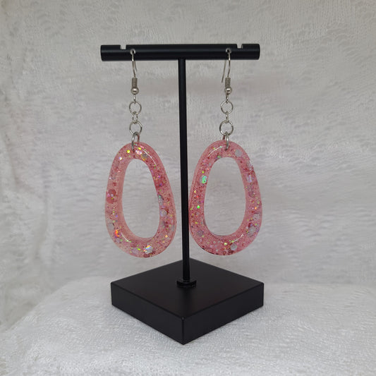 Pink Iridescent Glitter Dangle Earrings
