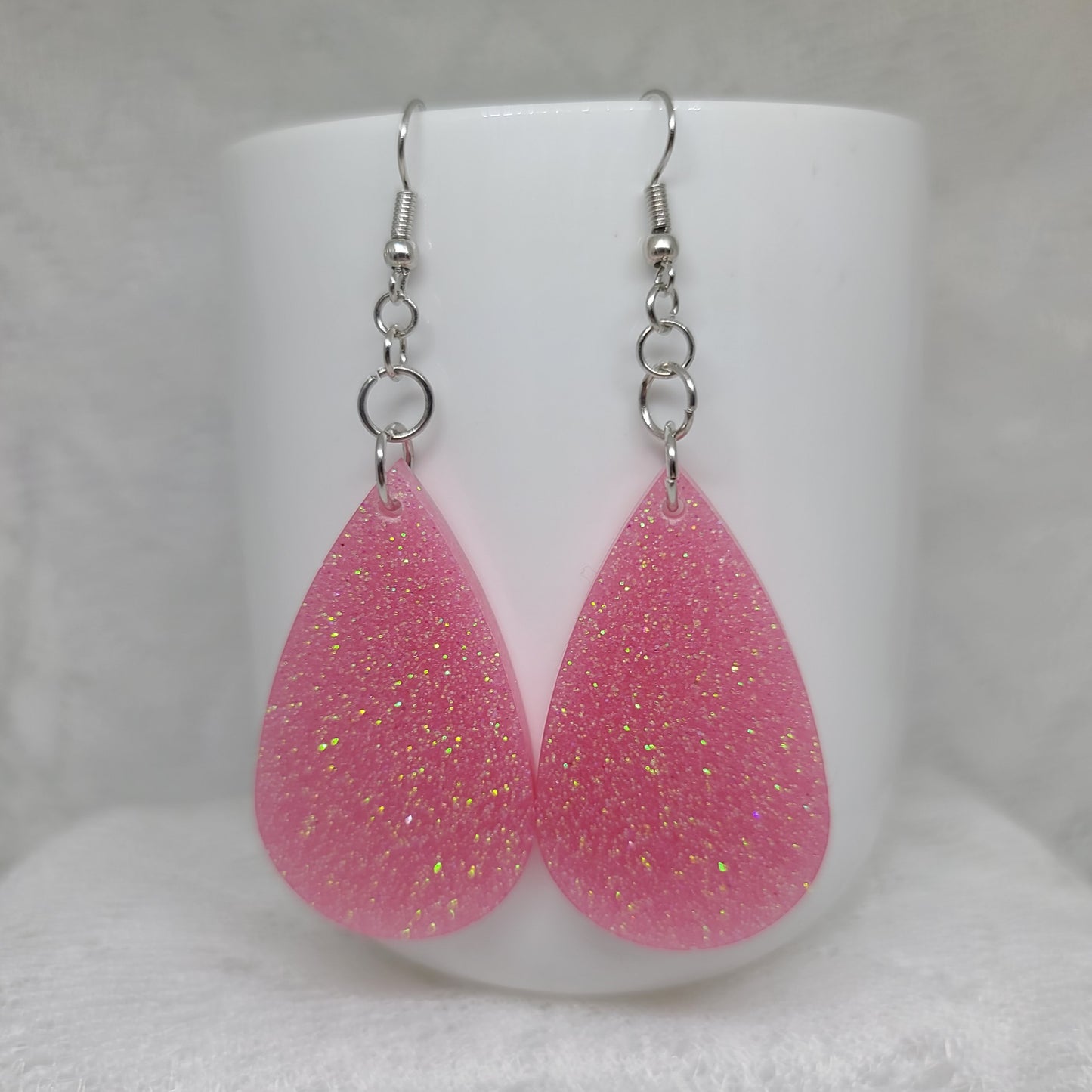 Pink Sugar Glitter Teardrop Earrings