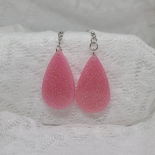 Pink Sugar Glitter Teardrop Earrings