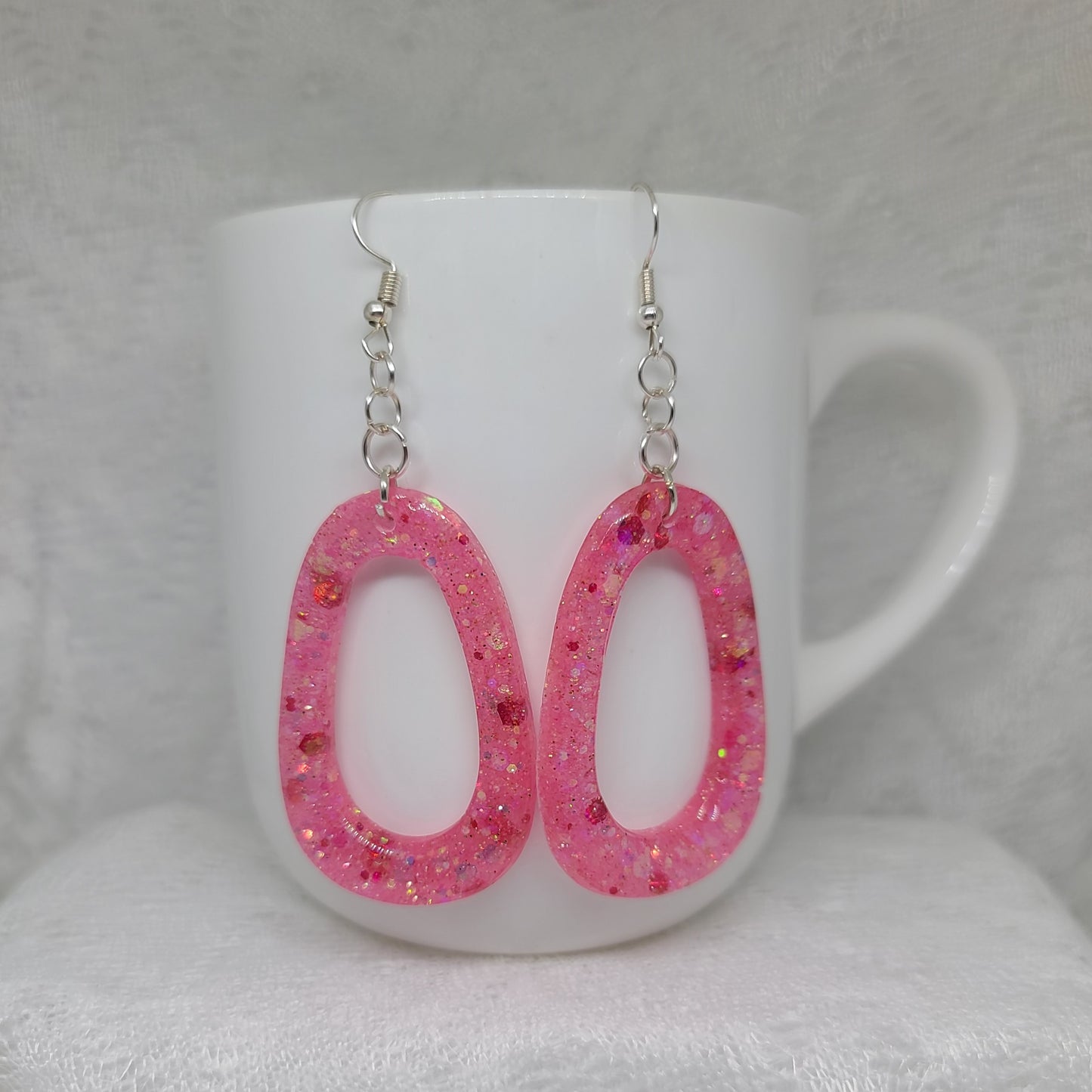 Pink Chunky Glitter Hoop Earrings