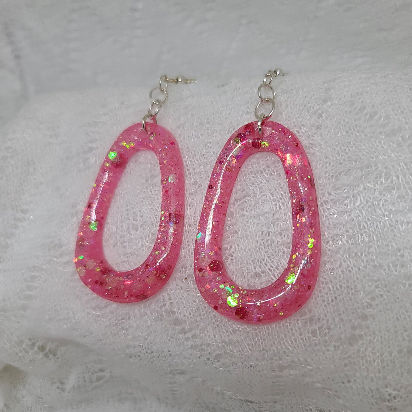 Pink Chunky Glitter Hoop Earrings