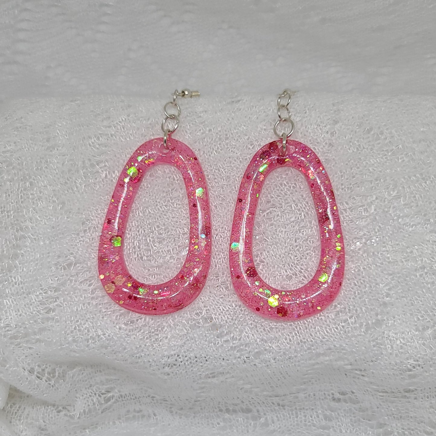 Pink Chunky Glitter Hoop Earrings