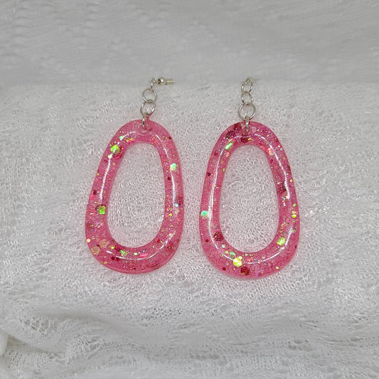 Pink Chunky Glitter Hoop Earrings