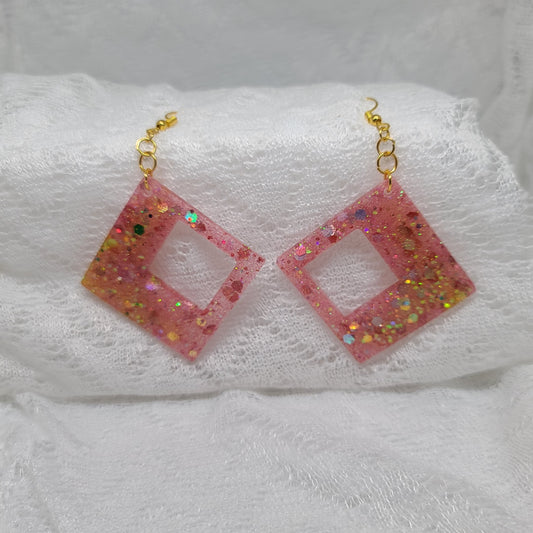 Pink, Multi-Colored Chunky Glitter Statement Earrings