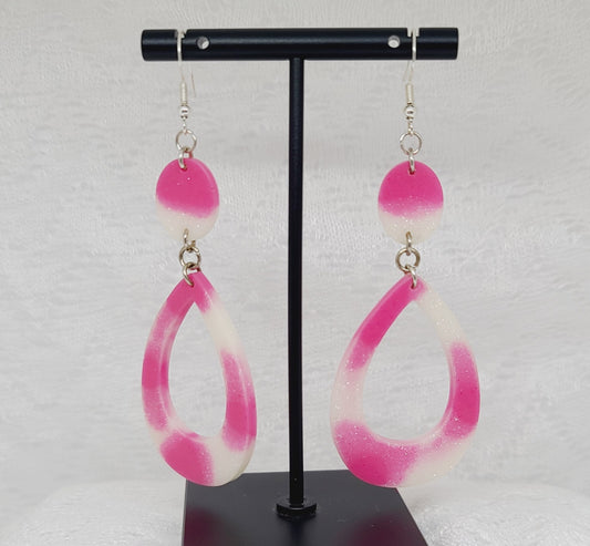 Pink & White Dangle Statement Earrings