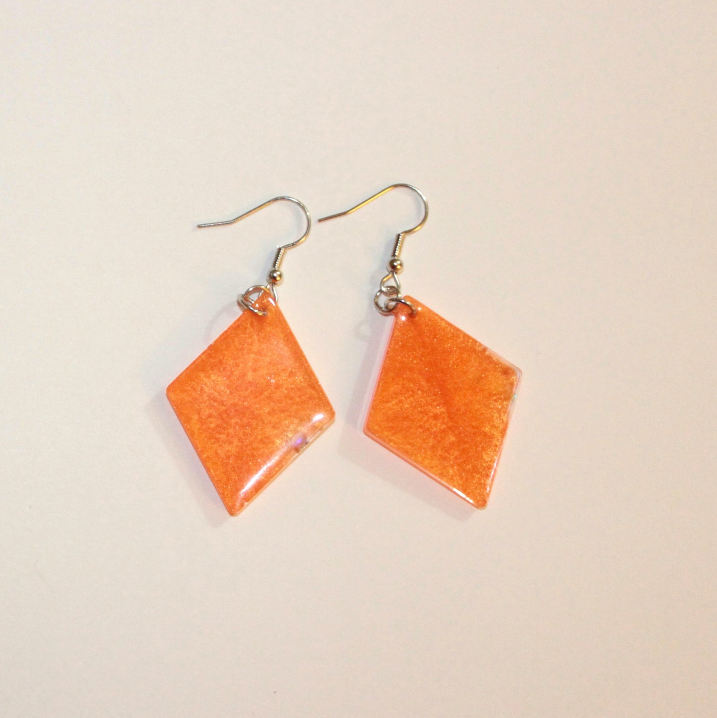 Orange Triangle Dangle Earrings