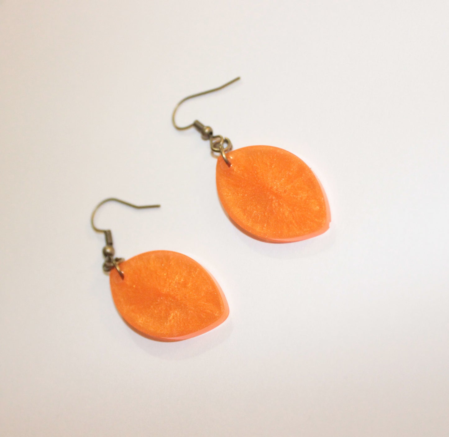 Orange Small Leaf Dangle Earrings