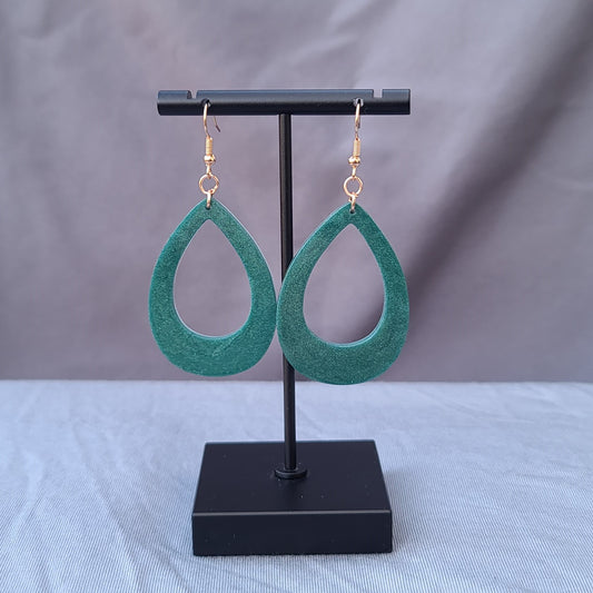 Green Teardrop Hoop Dangle Earrings