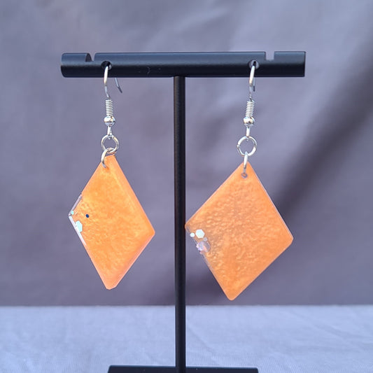Orange Triangle Dangle Earrings