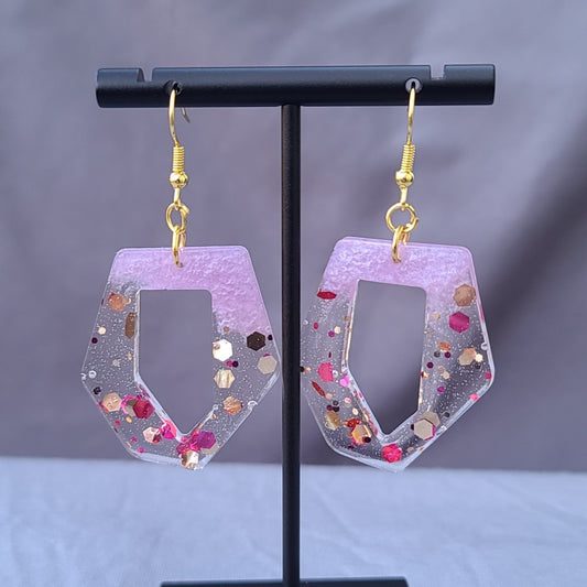Pinkish-Purple Glitter Dangle Earrings
