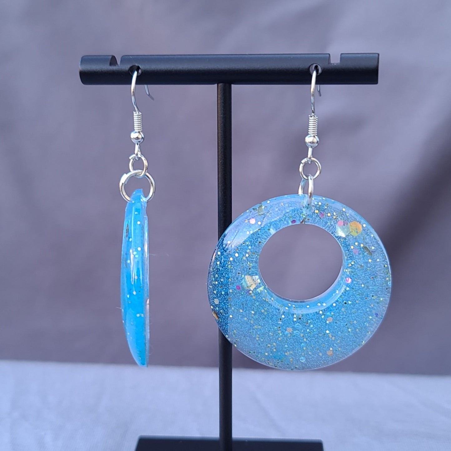 Blue Two-Tone Round Dangles