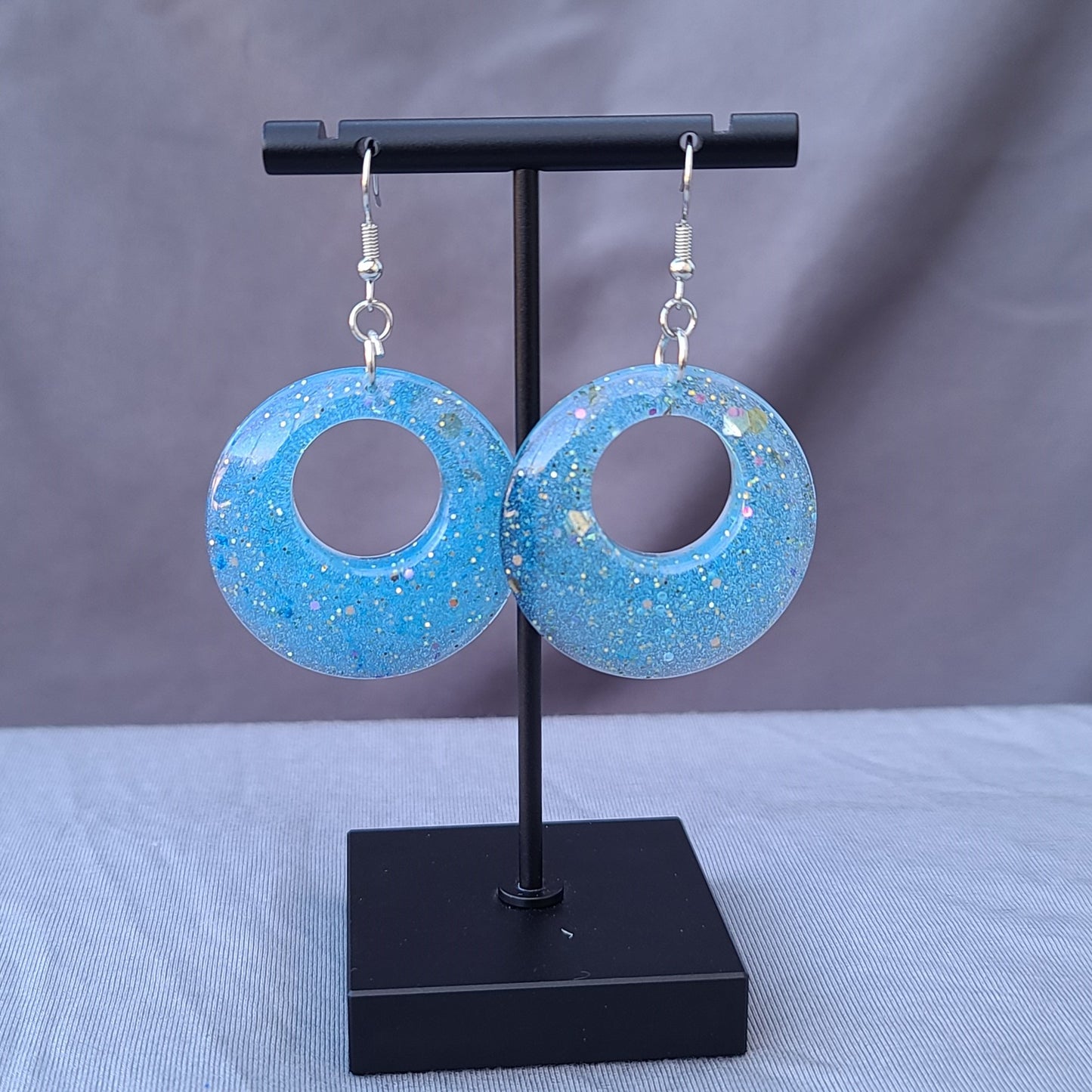 Blue Two-Tone Round Dangles
