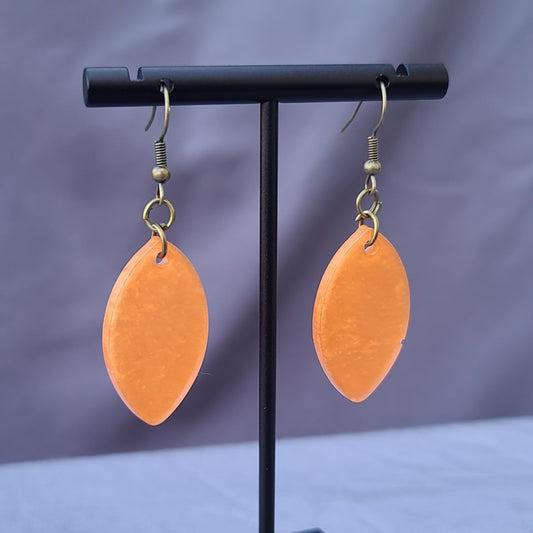 Orange Small Leaf Dangle Earrings