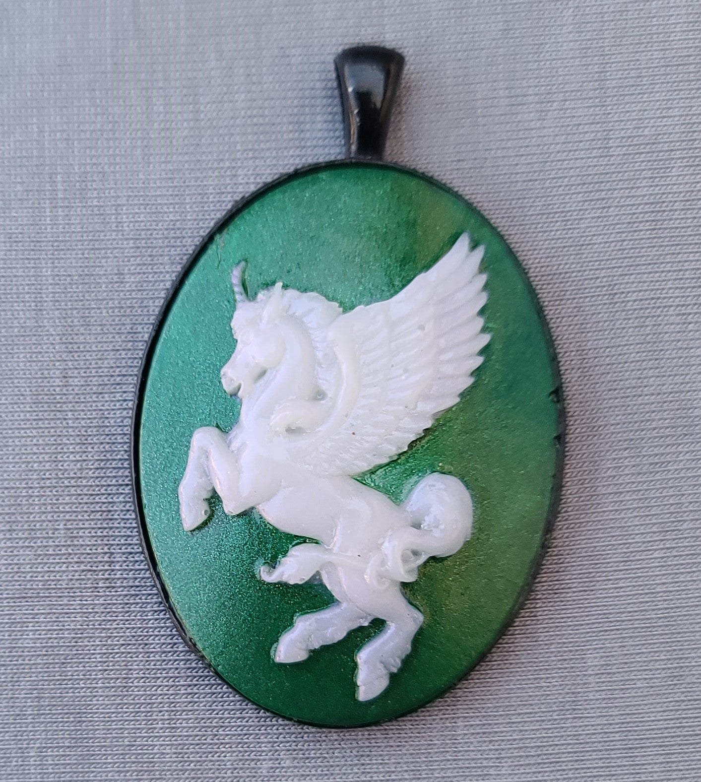 Pegasus Necklace Pendant, Unicorns, Green Pendant