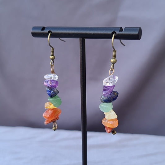 Rainbow Stone Dangle Earrings