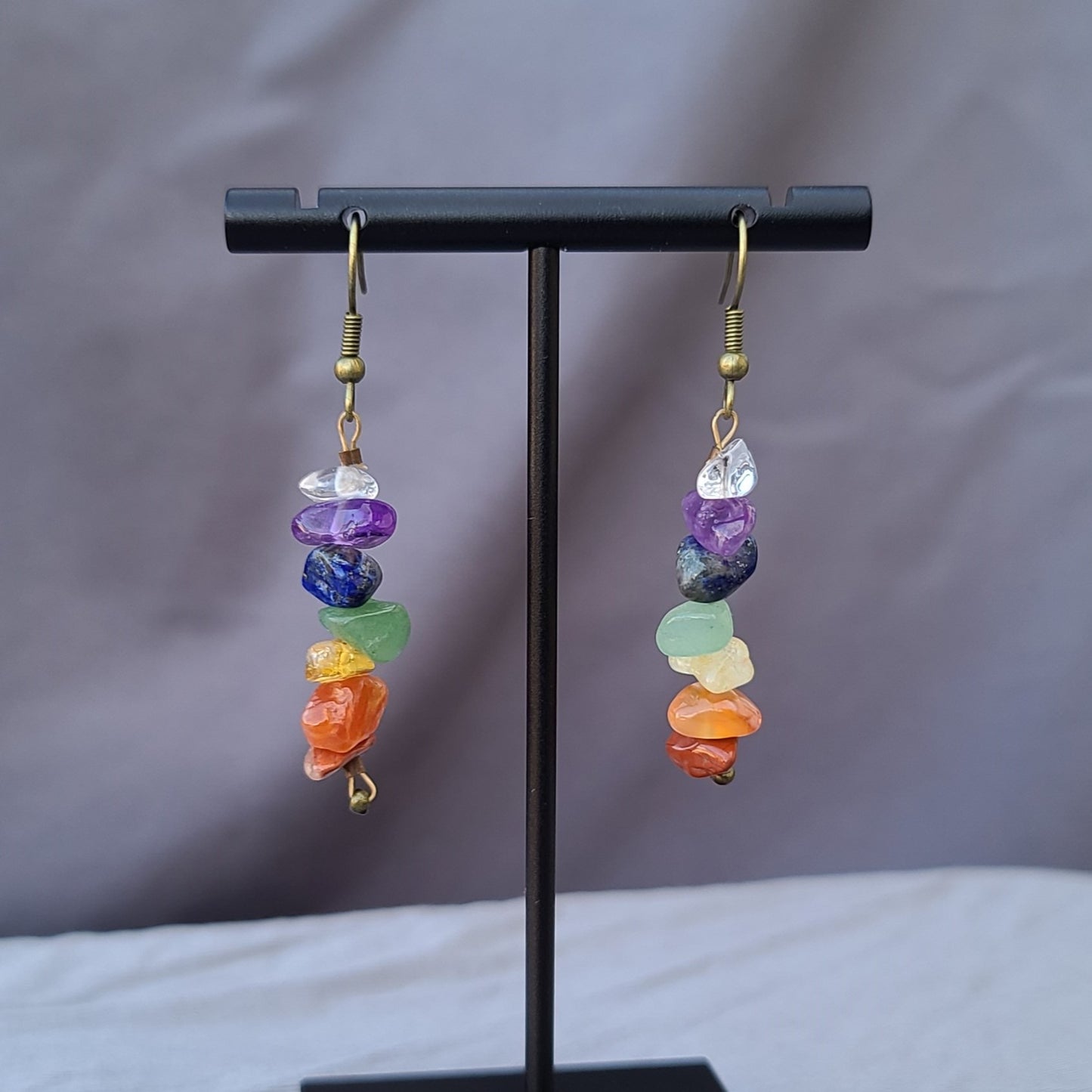 Rainbow Stone Dangle Earrings
