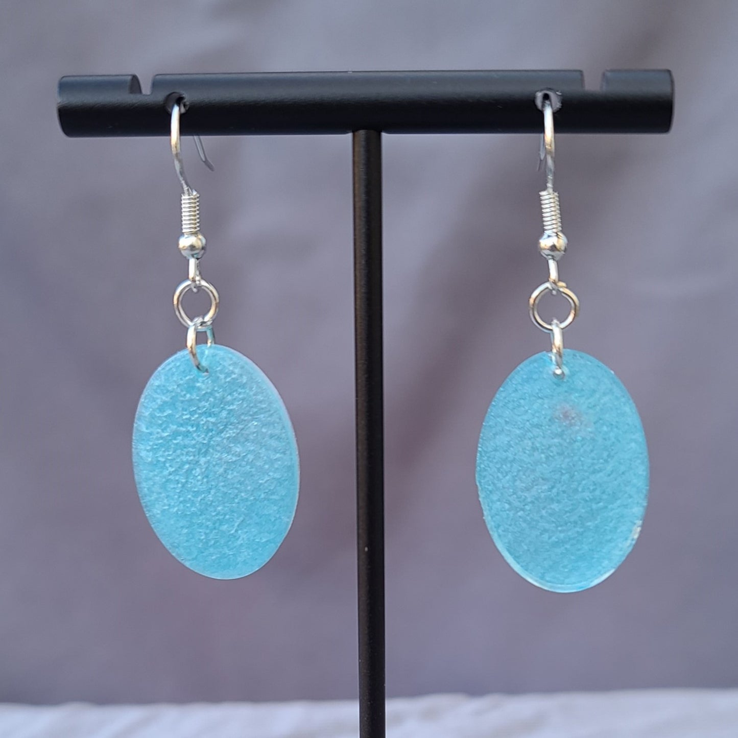 Light Blue Oval Dangle Earrings