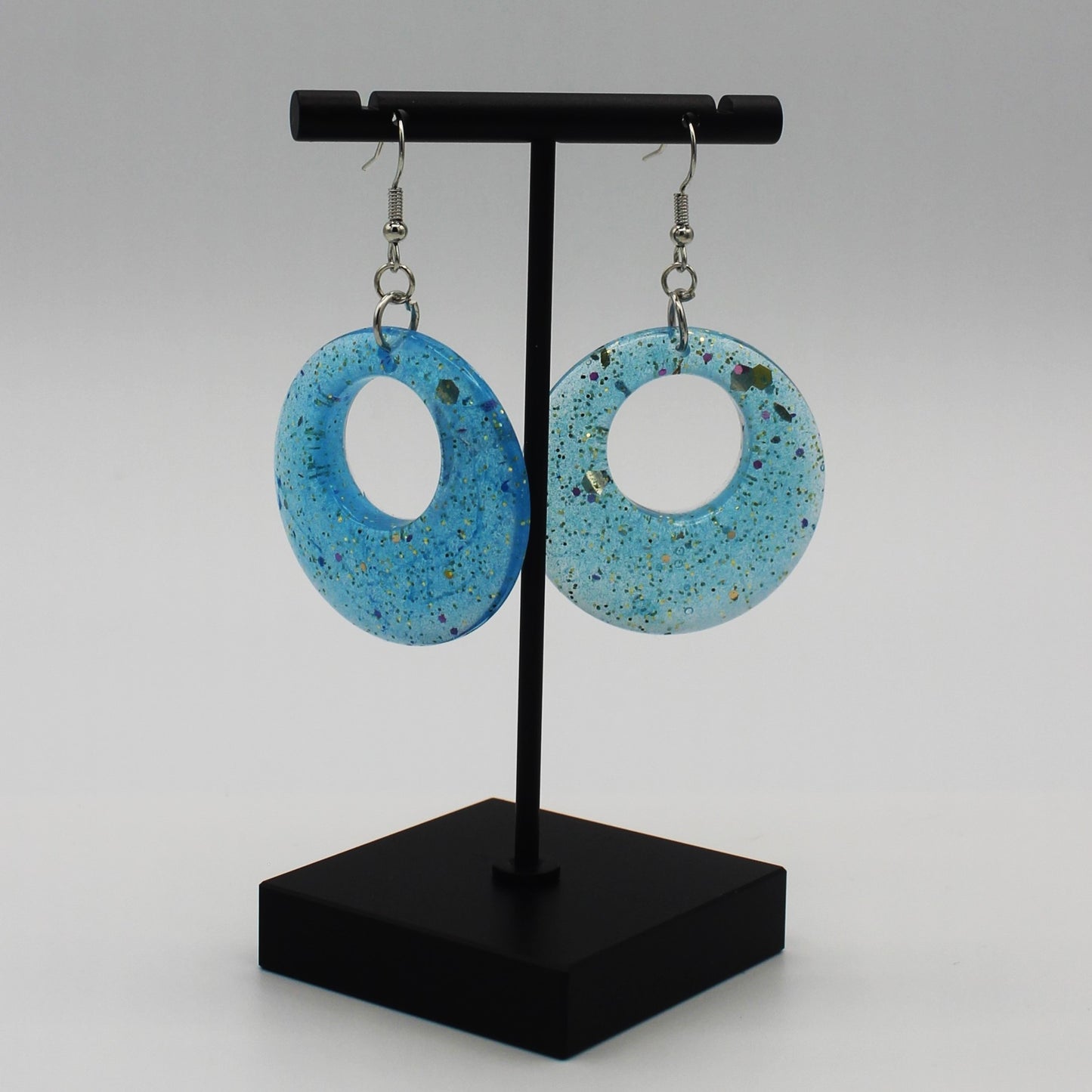 Blue Two-Tone Round Dangles