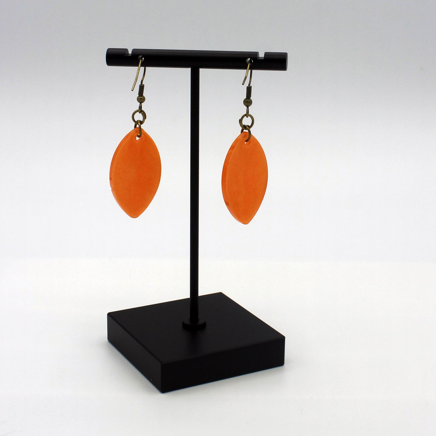 Orange Small Leaf Dangle Earrings