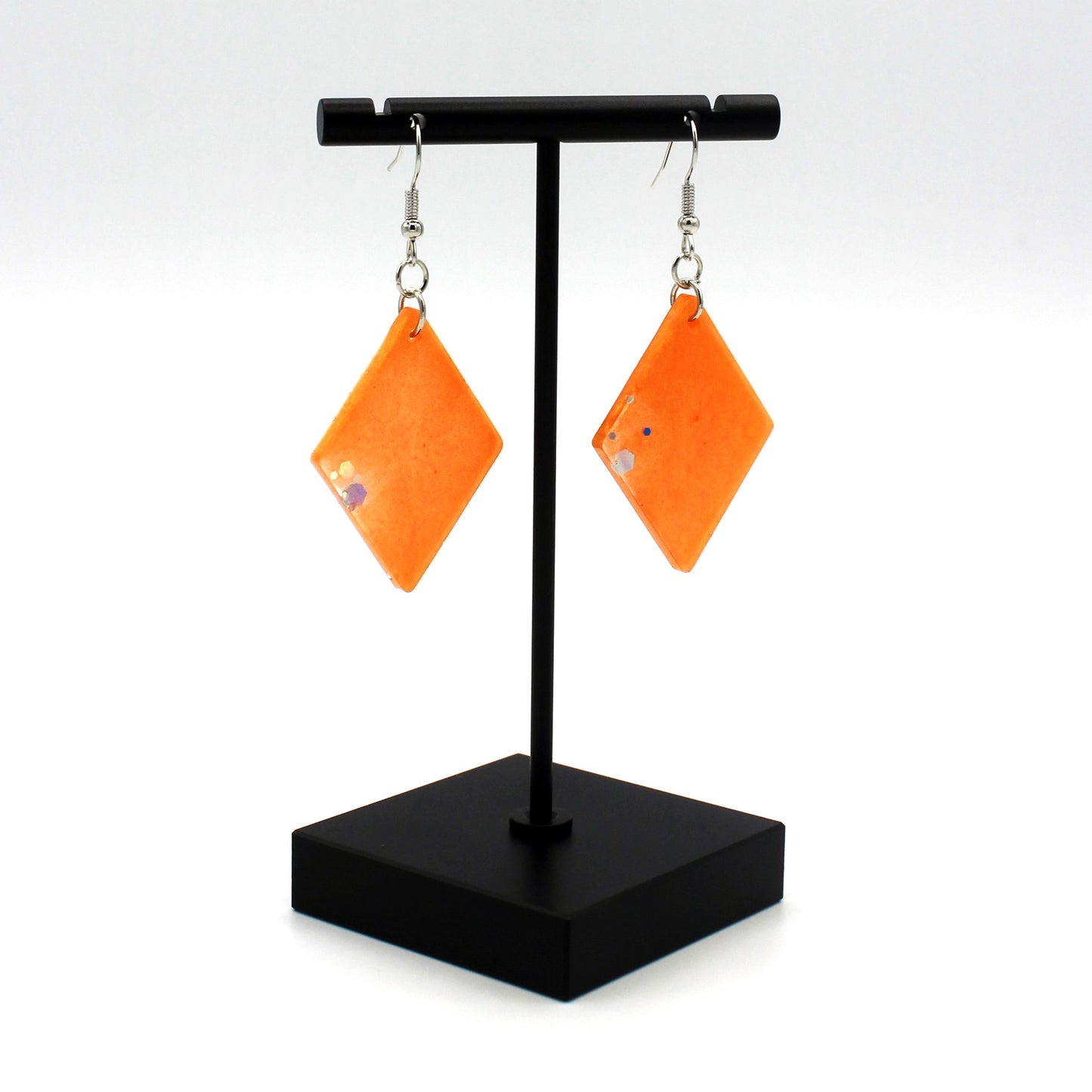 Orange Triangle Dangle Earrings