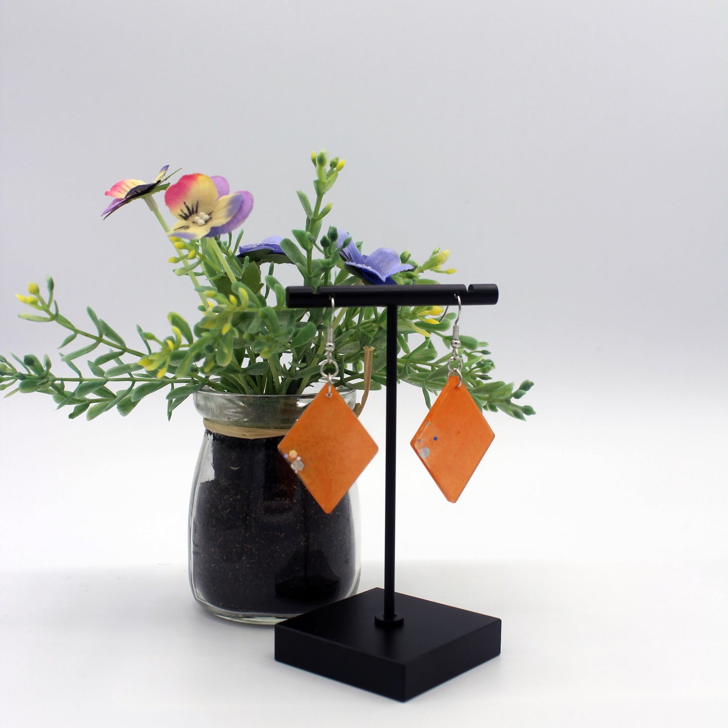 Orange Triangle Dangle Earrings