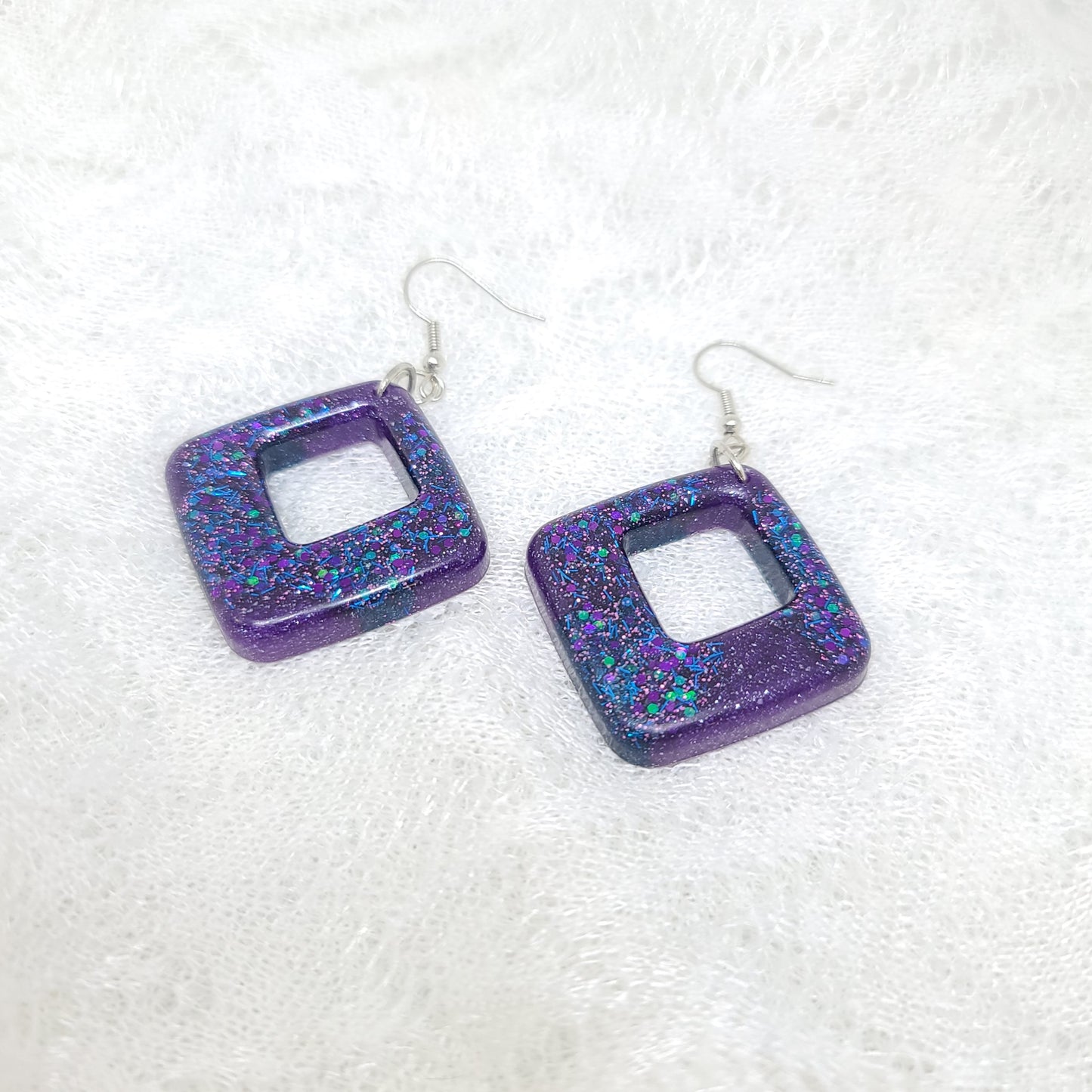 Galaxy Triangles Purple, Black & Blue Earrings